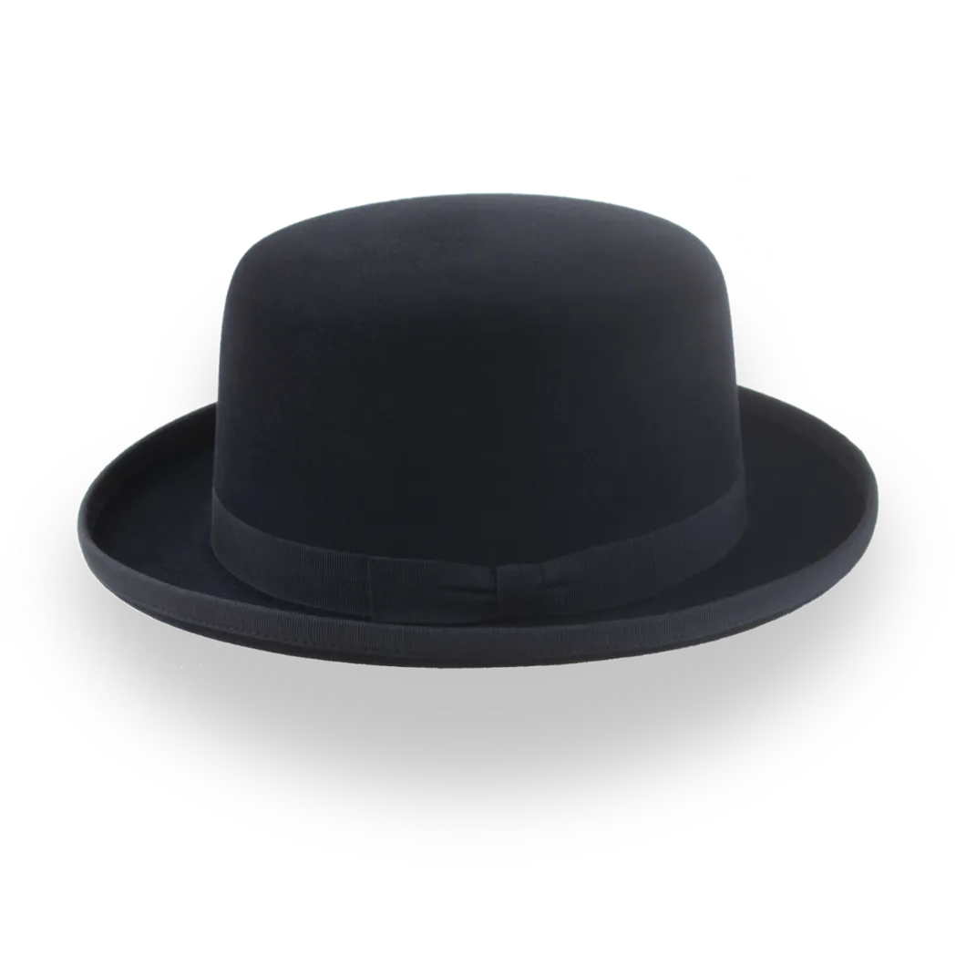 Wool Felt Bowler Derby Top Hat - Unisex, 59cm (7 3/8), Black, Vintage Reproduction