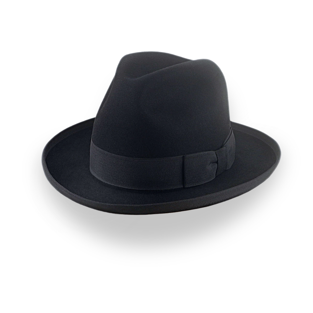 Black Homburg Fedora Hat with Classic Design | The Aerolithe - Agnoulita Hats 1 