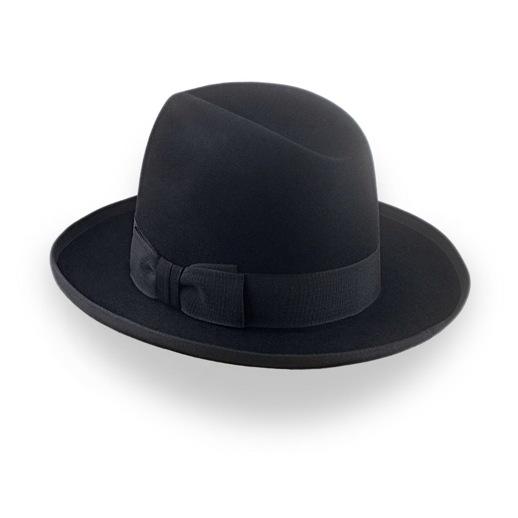 Black Homburg Fedora Hat with Classic Design | The Aerolithe - Agnoulita Hats 3 