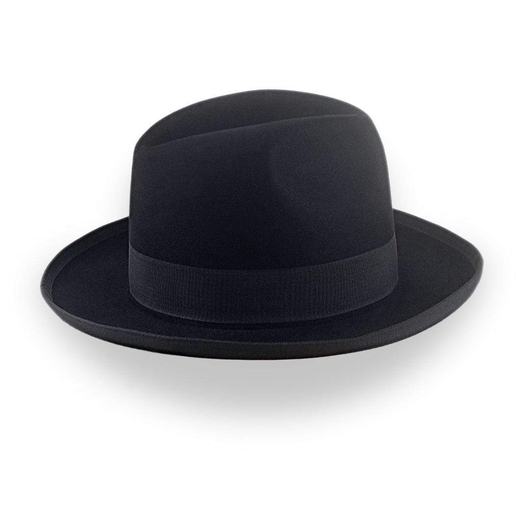 Black Homburg Fedora Hat with Classic Design | The Aerolithe - Agnoulita Hats 5 