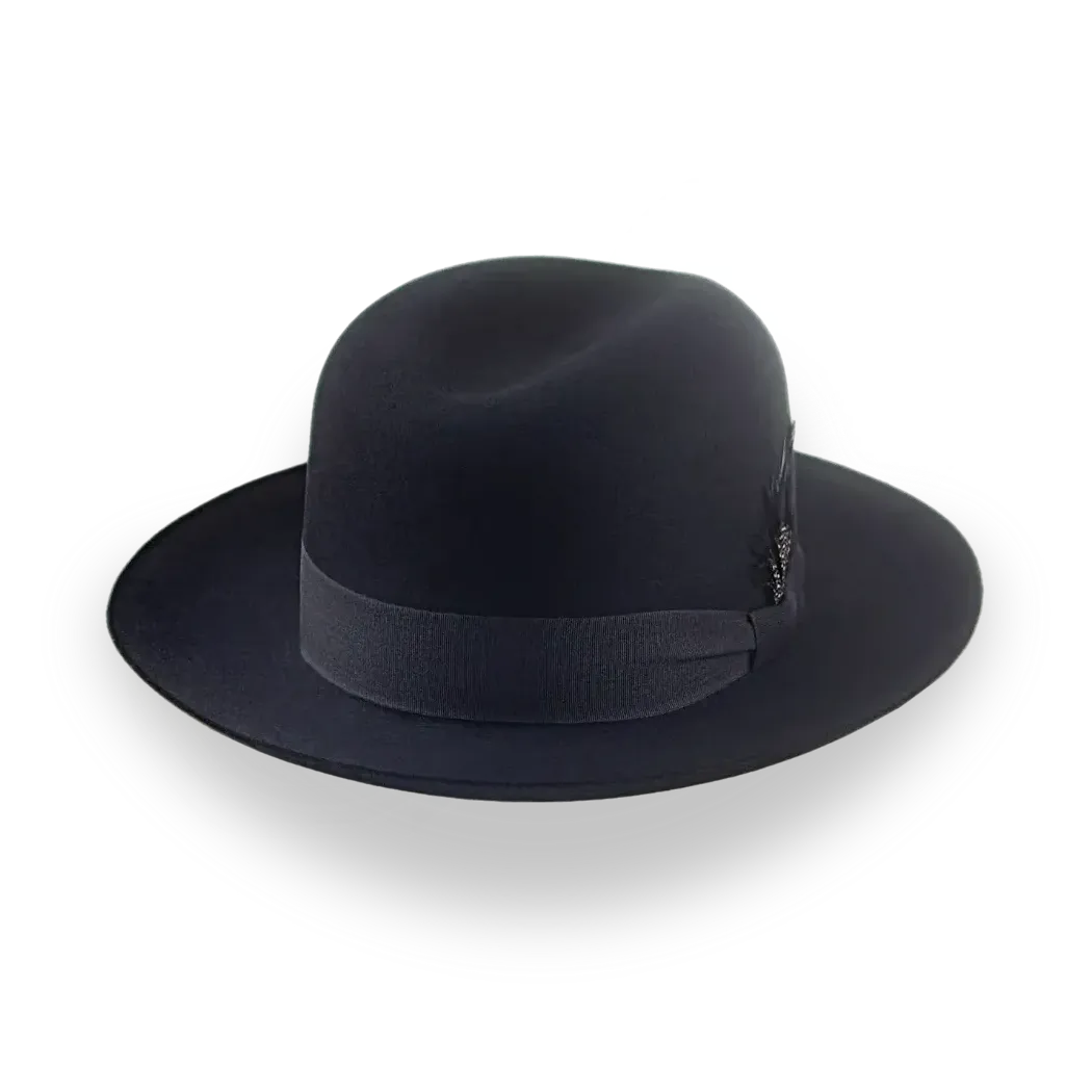 Black Men's Fedora Hat with Single Crease Crown | The Tobin - Agnoulita Hats 1 