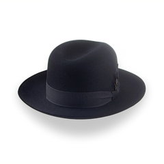 Chapéu Fedora preto para homem com Crown de vinco único | The Tobin