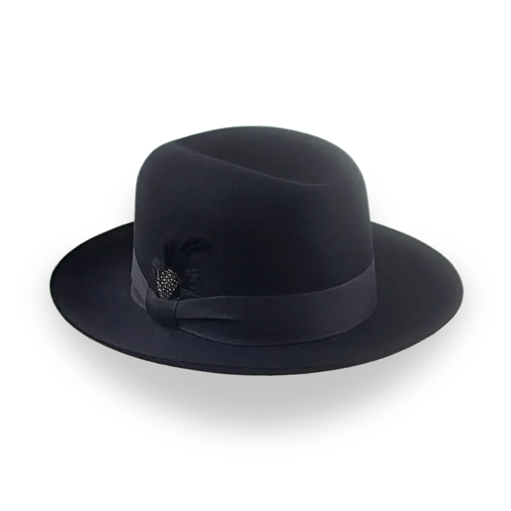 Black Men's Fedora Hat with Single Crease Crown | The Tobin - Agnoulita Hats 3 