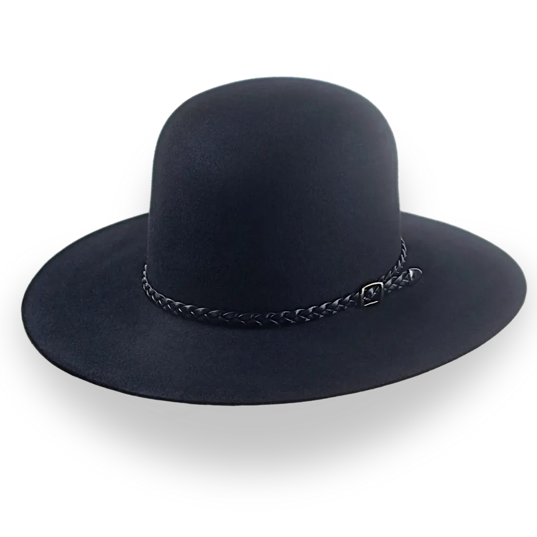 Black Open Crown Cowboy Hat in Malleable Fur Felt | The Indian - Agnoulita Hats 1 