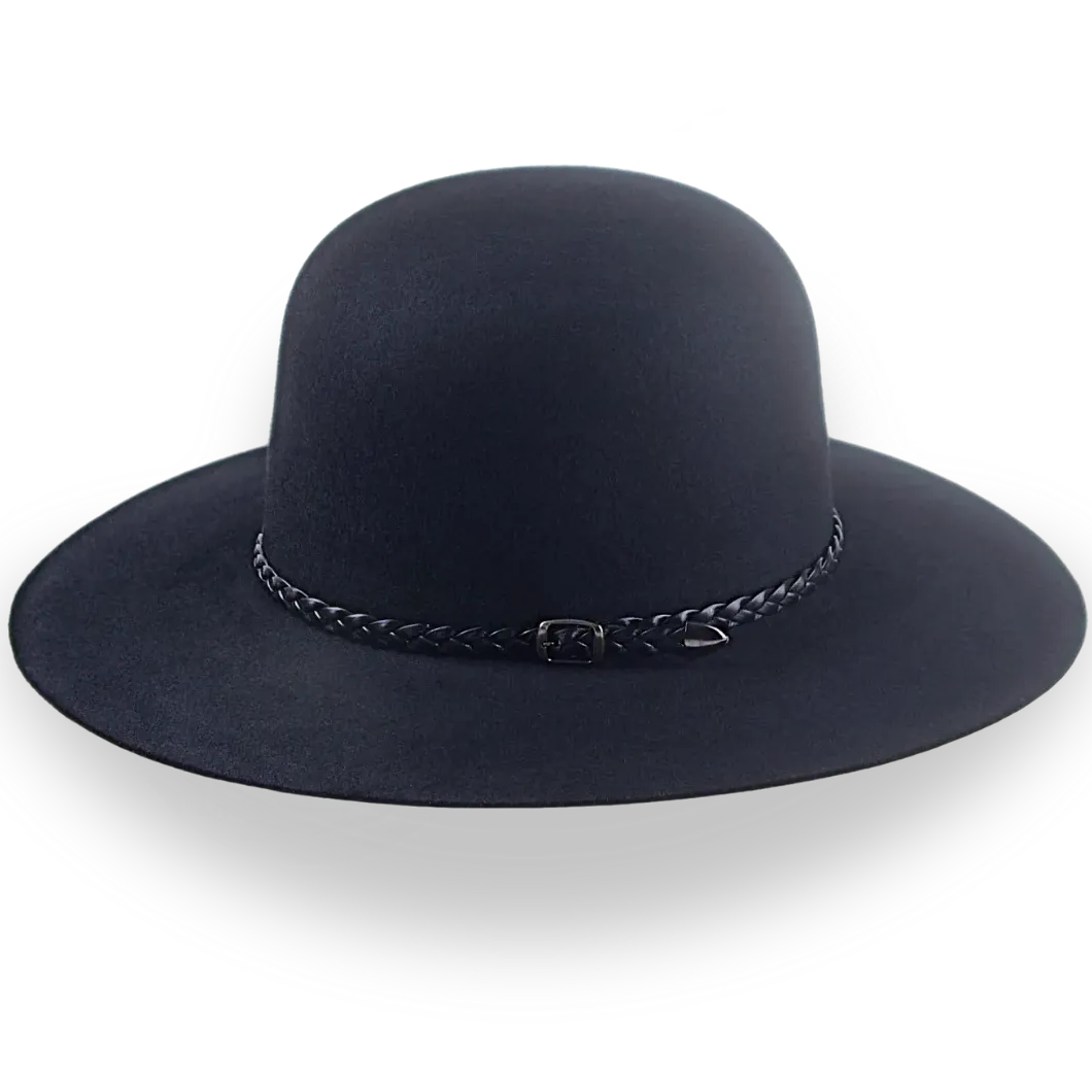 Black Open Crown Cowboy Hat in Malleable Fur Felt | The Indian - Agnoulita Hats 2 