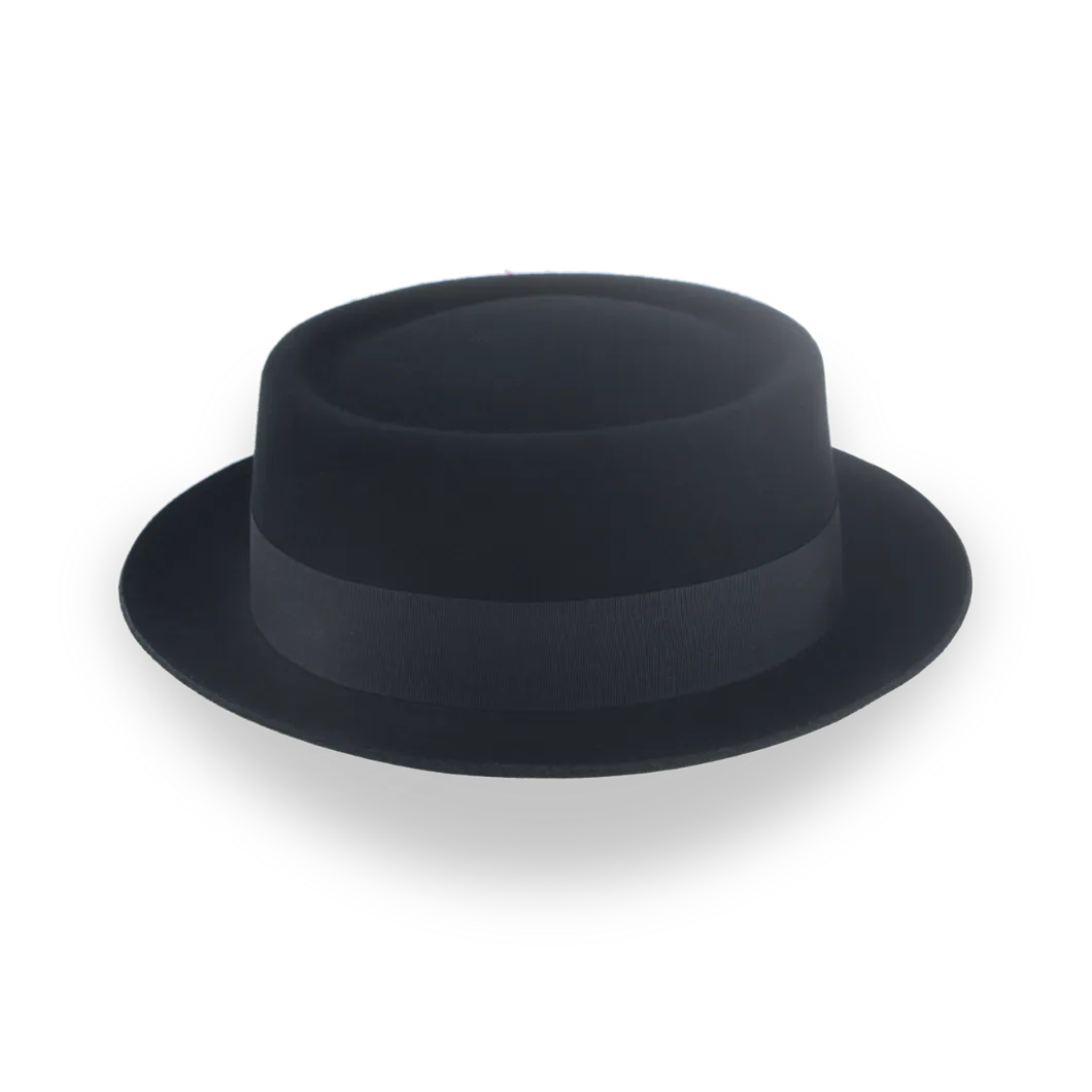 Black Porkpie Hat with Feather in Premium Wool Felt | The Jazzist - Agnoulita Hats 5 