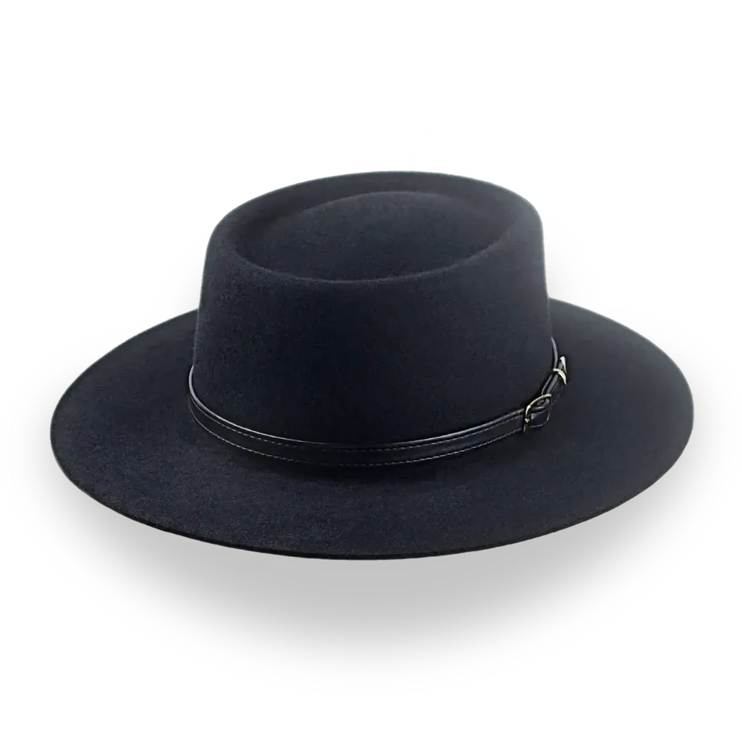 Black Telescope Crown Country Hat in Durable Fur Felt | The Voodoo - Agnoulita Hats 1 