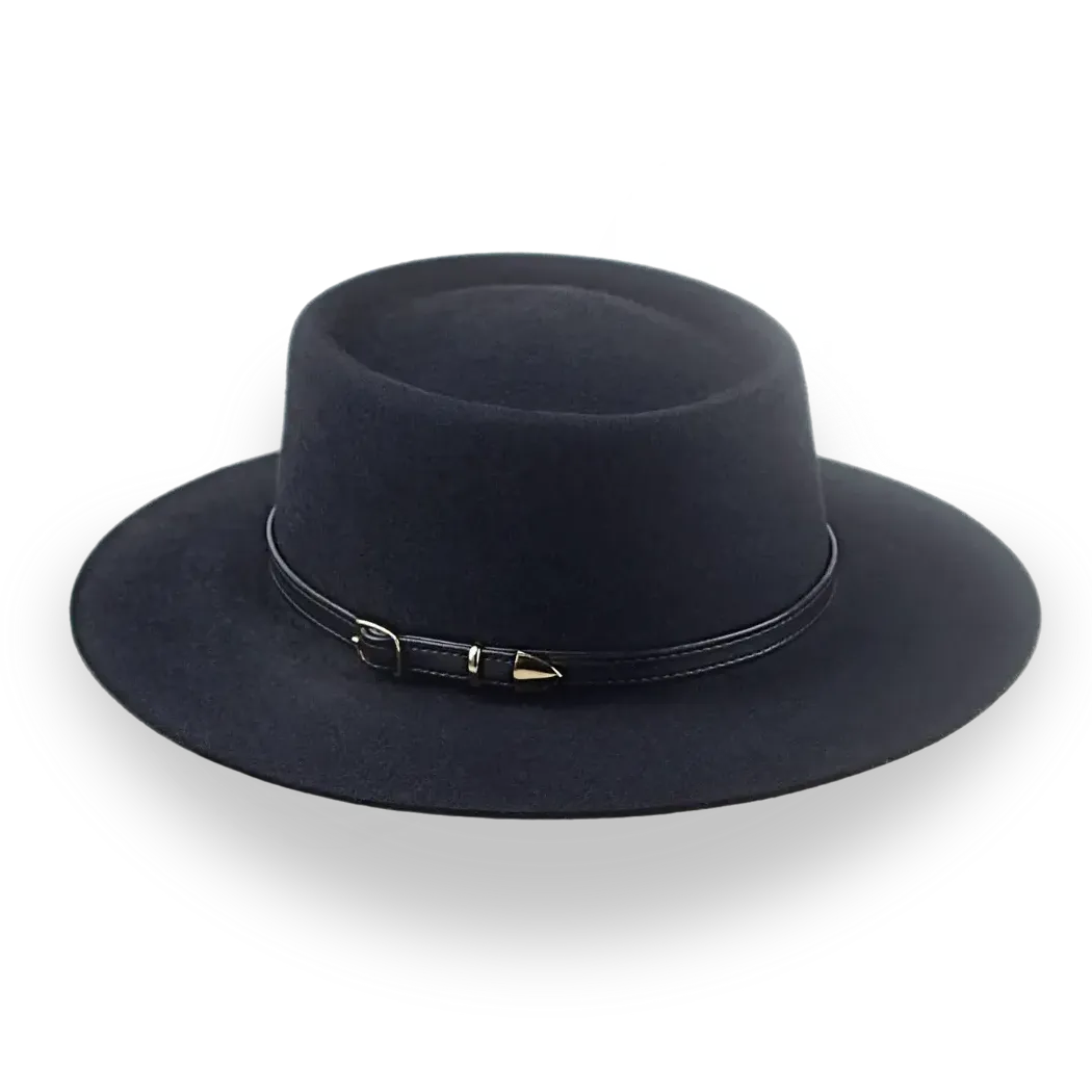 Black Telescope Crown Country Hat in Durable Fur Felt | The Voodoo - Agnoulita Hats 3 