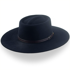 Chapéu de cowboy preto de aba larga em feltro de lã | The Gambler