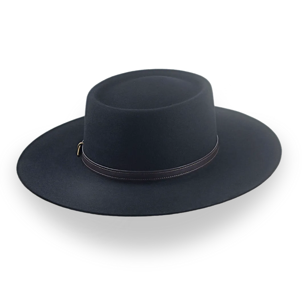 Black Wide Brim Hat with Telescope Crown - Tasco – Agnoulita  display picture 1