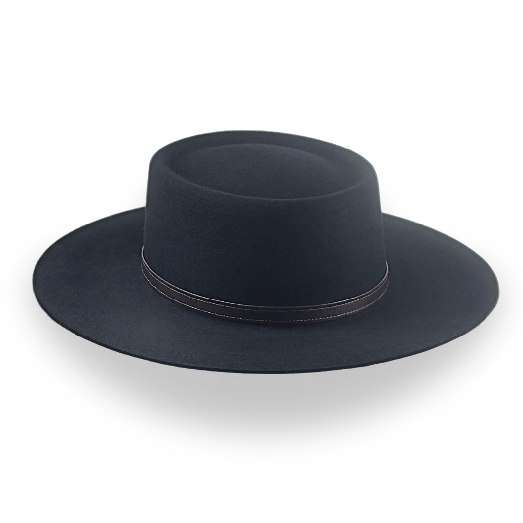 Black flat brim hat shop