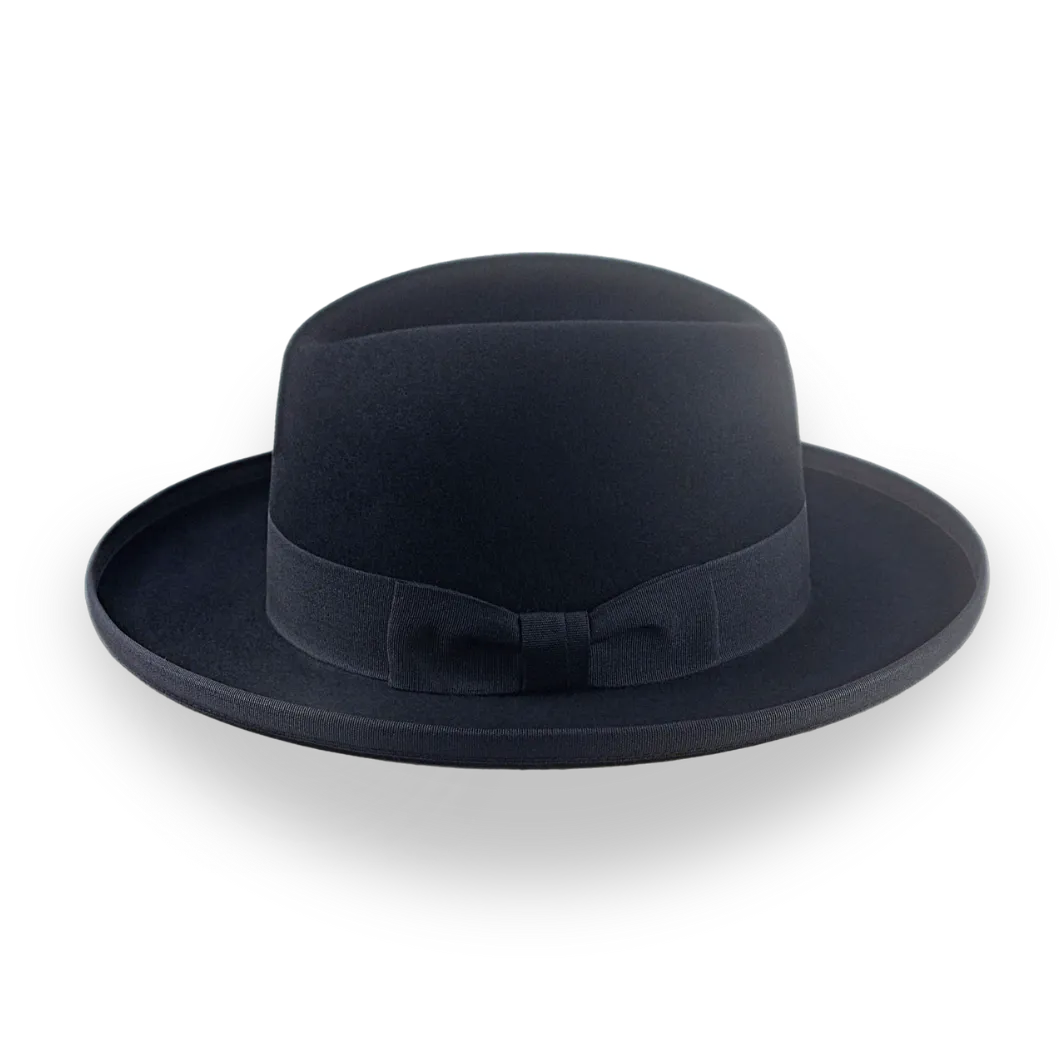 Black Wide Brim Homburg Hat in Fur Felt | The Bostonian - Agnoulita Hats 2 