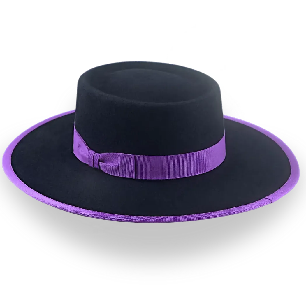 Black Wide Brim Vaquero Hat in High-Quality Fur Felt | The Buckaroo - Agnoulita Hats 3 