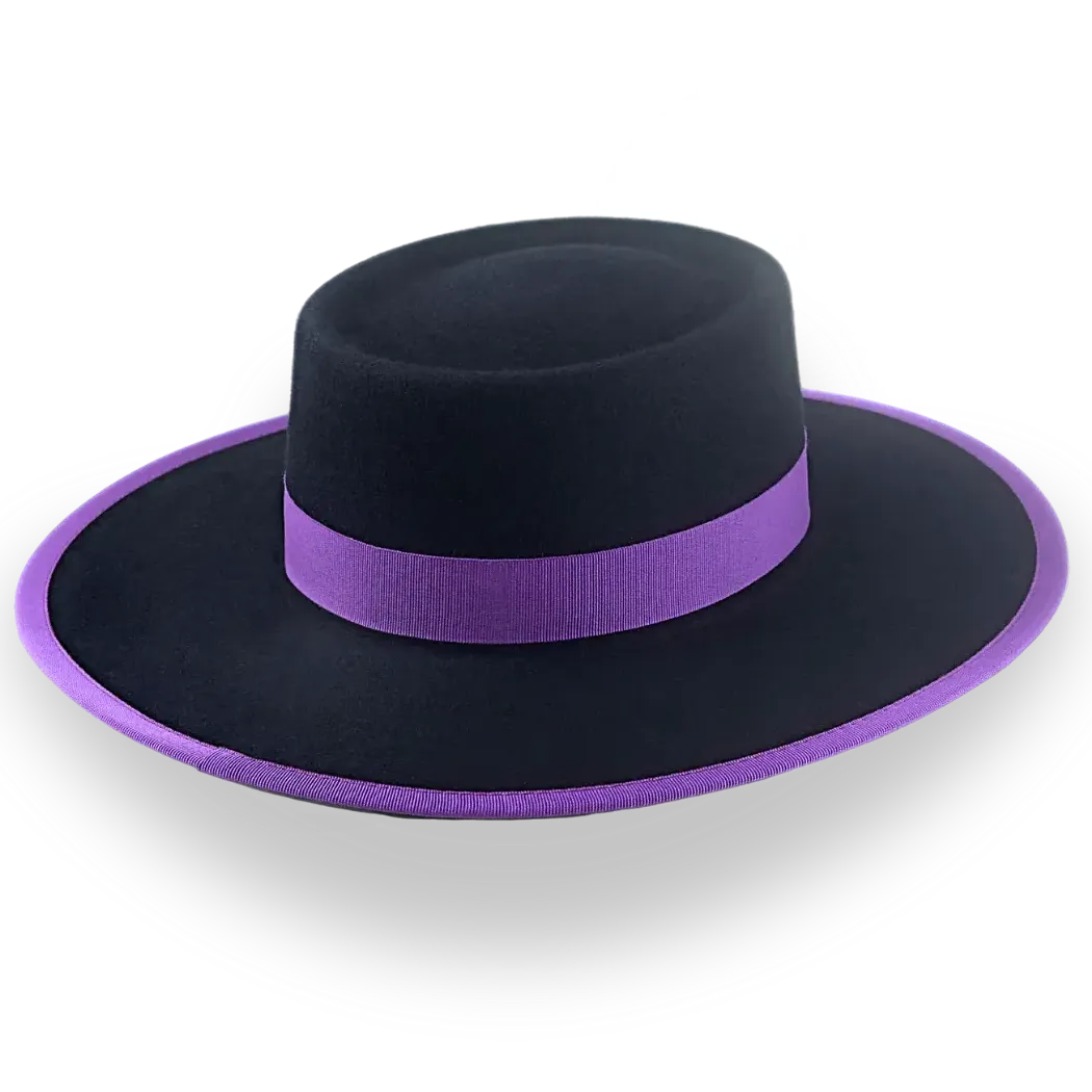 Black Wide Brim Vaquero Hat in High-Quality Fur Felt | The Buckaroo - Agnoulita Hats 4 