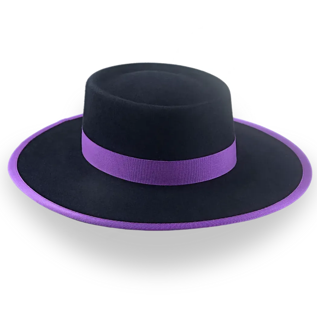 Black Wide Brim Vaquero Hat in High-Quality Fur Felt | The Buckaroo - Agnoulita Hats 6 