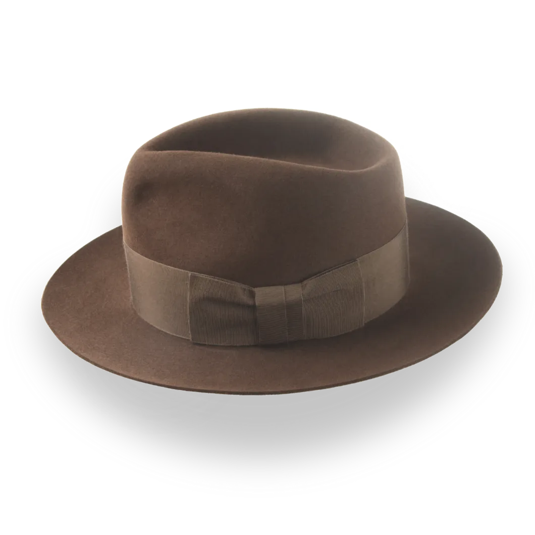 Brown 1940s Slope Back Men's Fedora in Fine Fur Felt | The Savoy - Agnoulita Hats 2 
