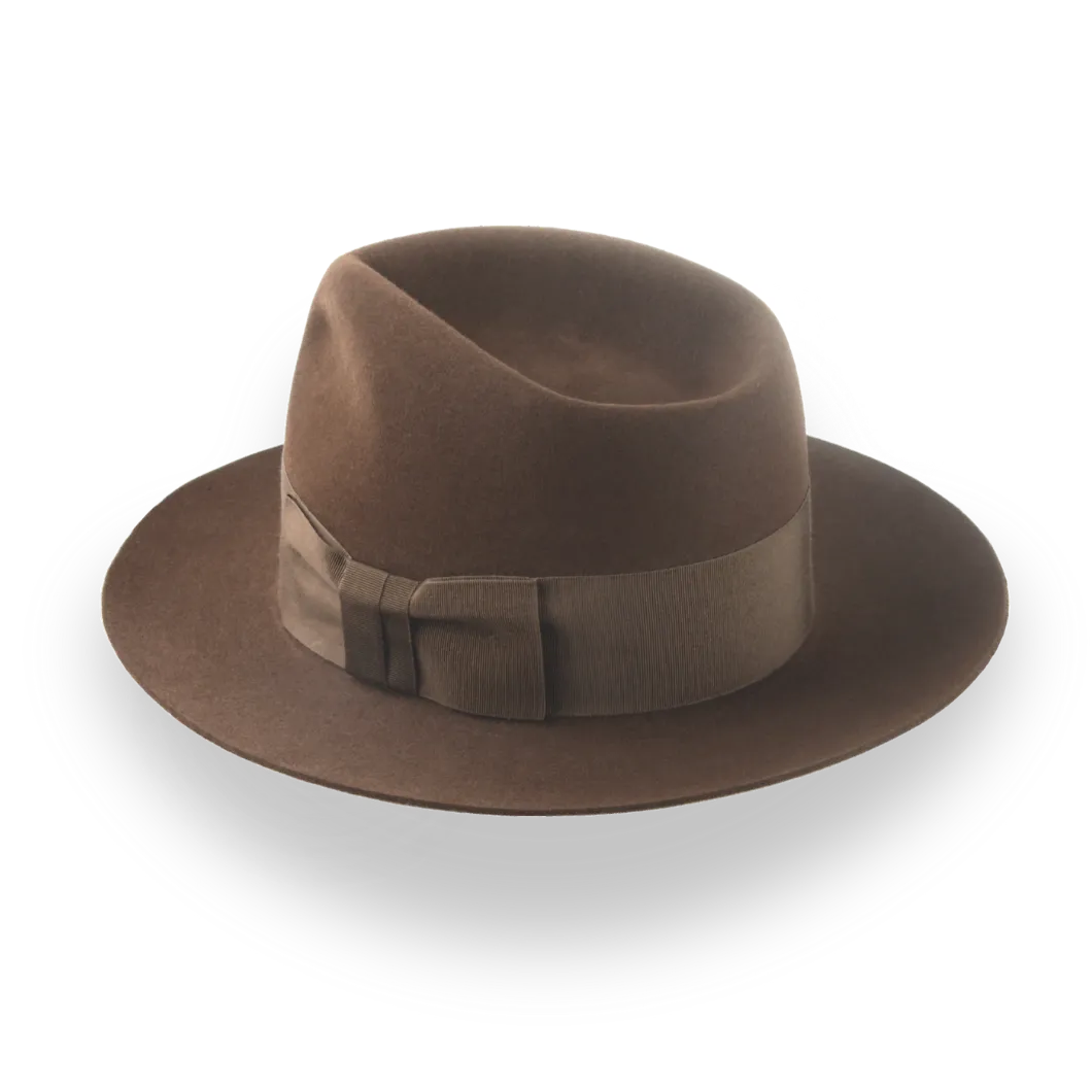 Brown 1940s Slope Back Men's Fedora in Fine Fur Felt | The Savoy - Agnoulita Hats 3 