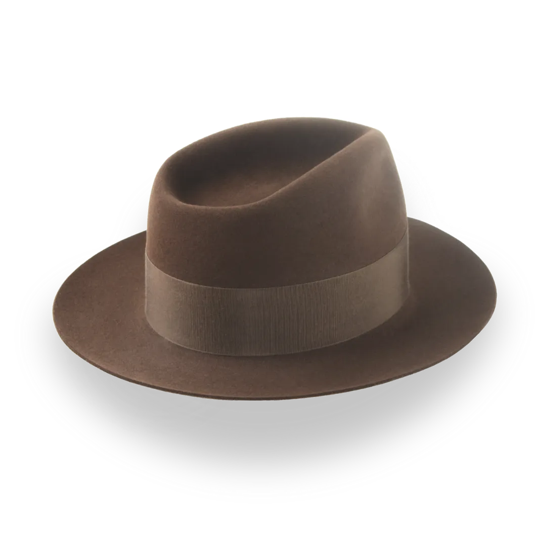 Brown 1940s Slope Back Men's Fedora in Fine Fur Felt | The Savoy - Agnoulita Hats 4 