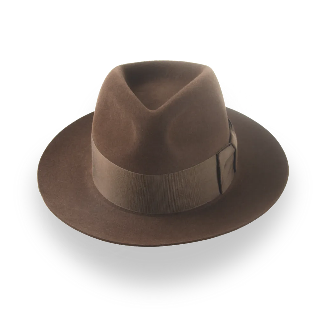 The Savoy | Brown 1940s Fedora in Rabbit Fur – Agnoulita Hats display picture 1