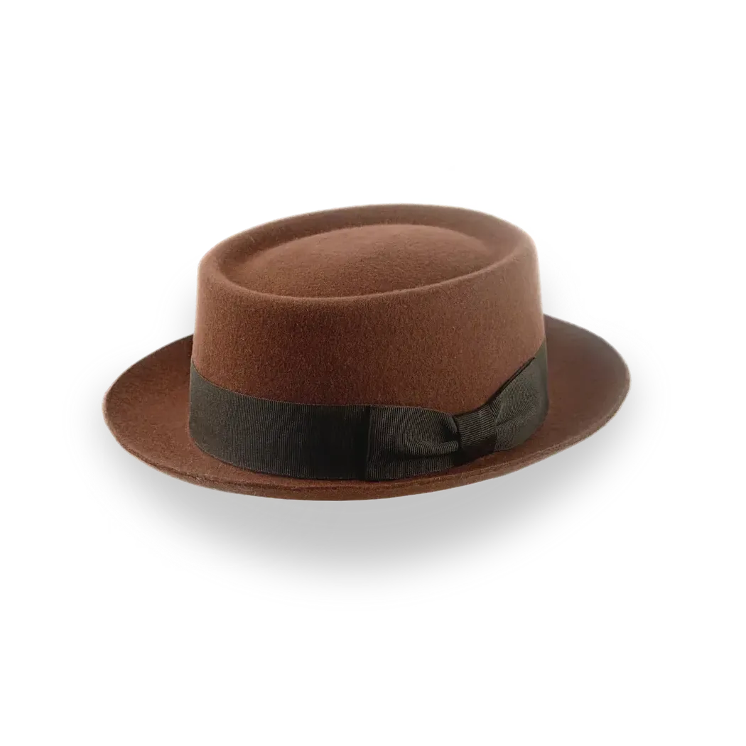 Brown Classic Porkpie Fedora Hat in Premium Wool Felt | The Antico - Agnoulita Hats 1 