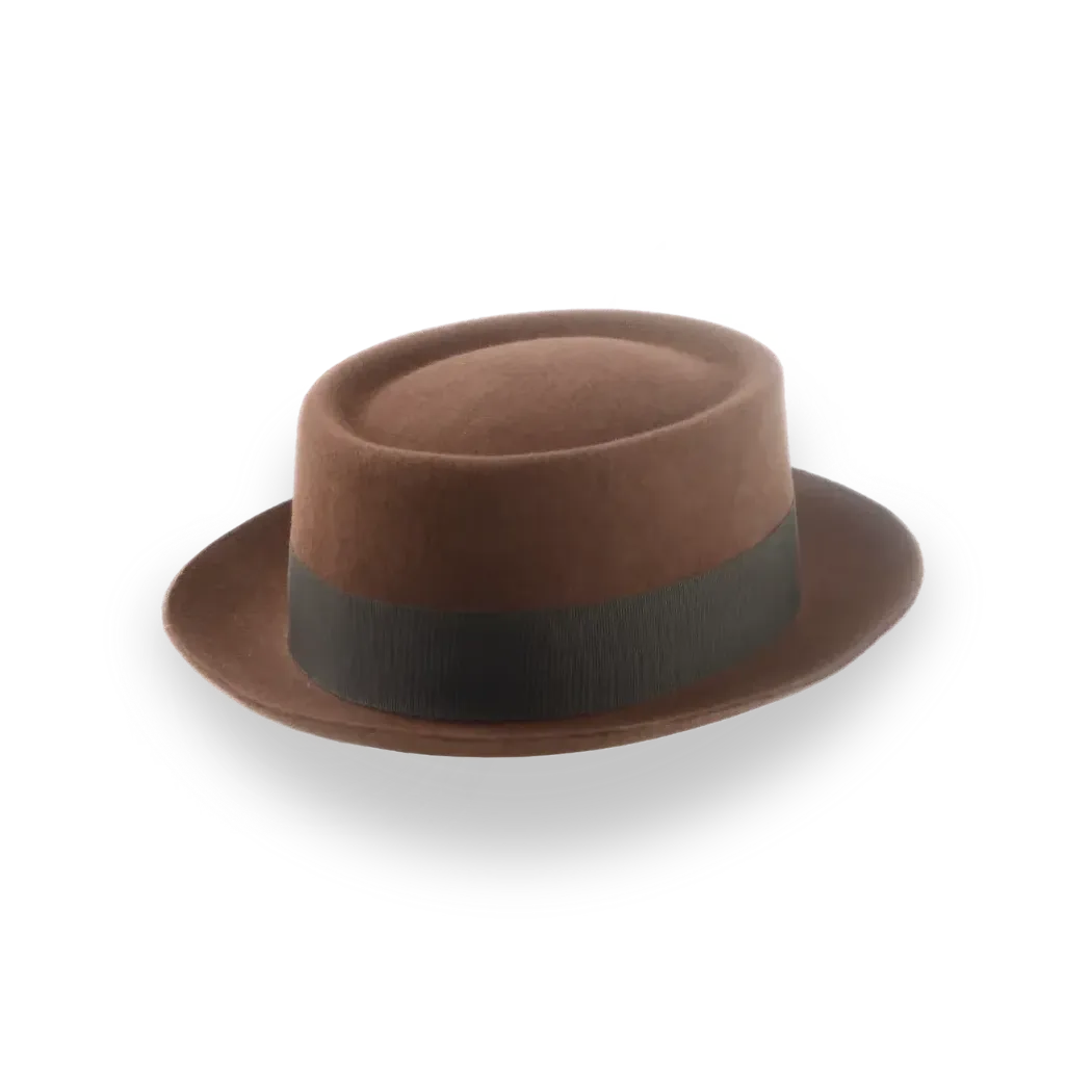Brown Classic Porkpie Fedora Hat in Premium Wool Felt | The Antico - Agnoulita Hats 4 