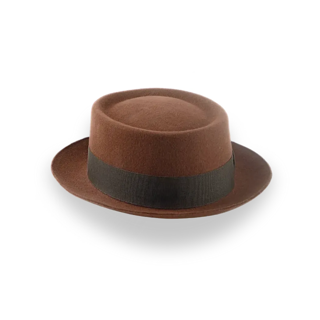 Brown Classic Porkpie Fedora Hat in Premium Wool Felt | The Antico - Agnoulita Hats 6 