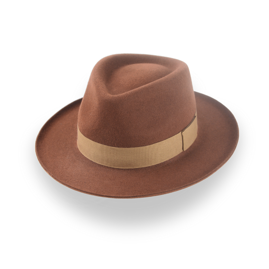 Brown Dress Fedora with Rolled Brim in Smooth Fur Felt | The Mirage - Agnoulita Hats 1 