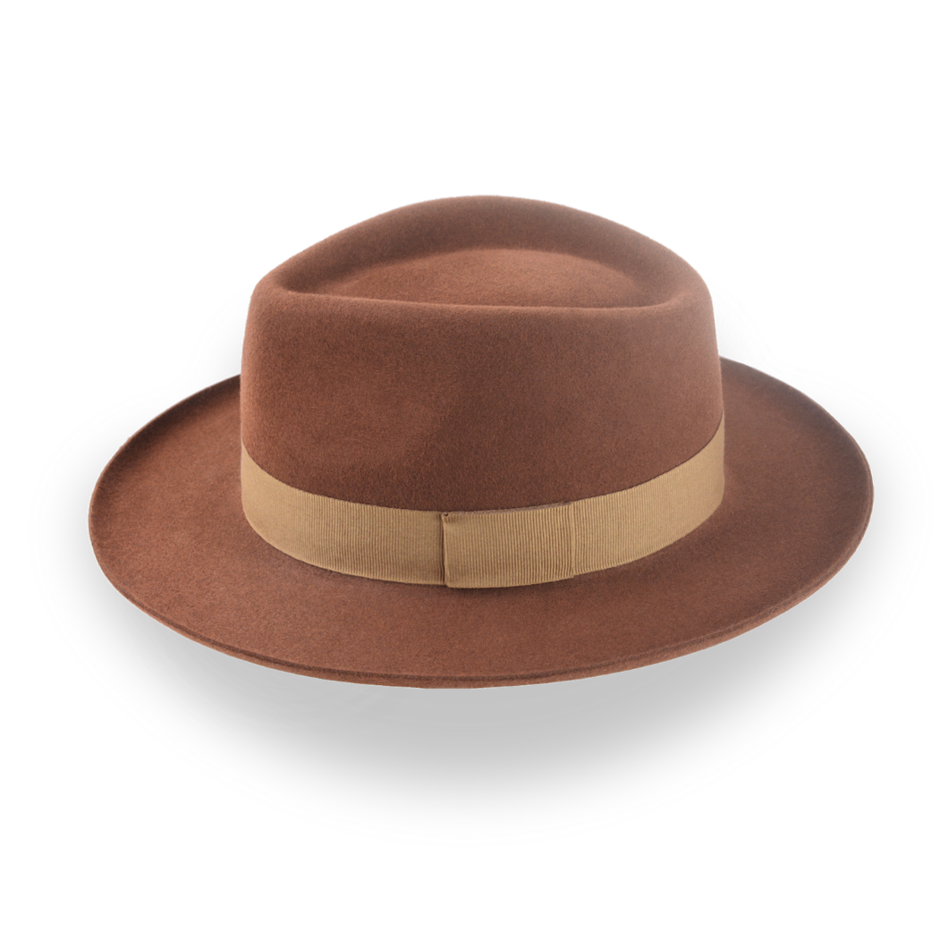 Brown Dress Fedora with Rolled Brim in Smooth Fur Felt | The Mirage - Agnoulita Hats 2 