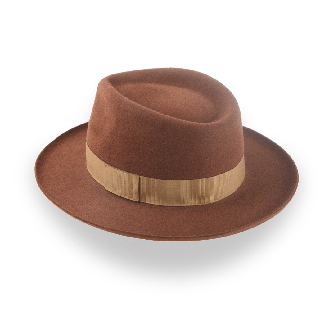 Brown Dress Fedora with Rolled Brim in Smooth Fur Felt | The Mirage - Agnoulita Hats 3 