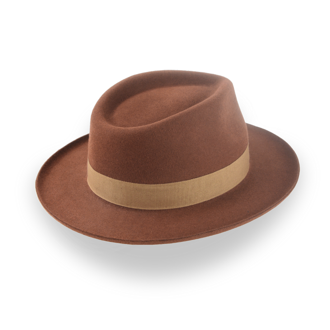 Brown Dress Fedora with Rolled Brim The Mirage – Agnoulita Hats