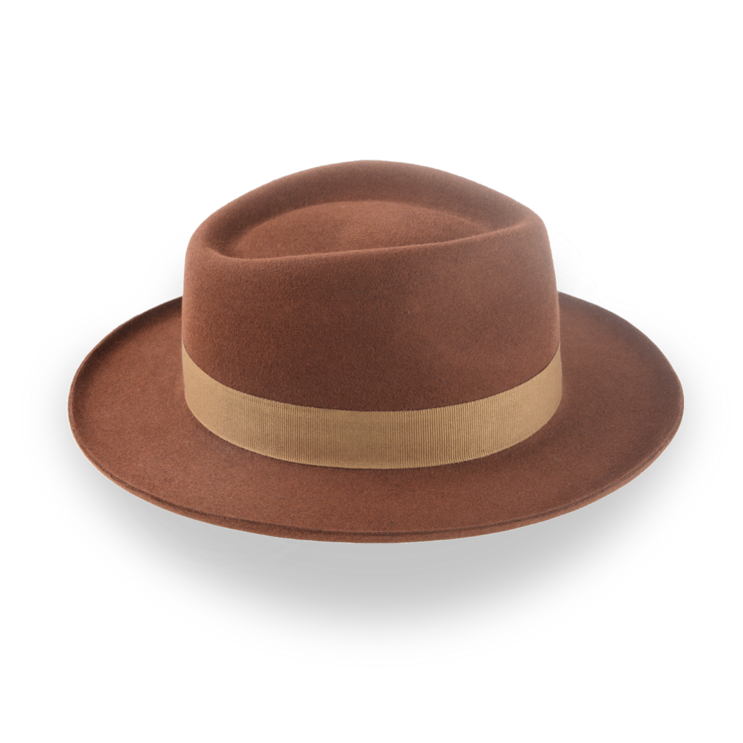 Brown Dress Fedora with Rolled Brim in Smooth Fur Felt | The Mirage - Agnoulita Hats 5 