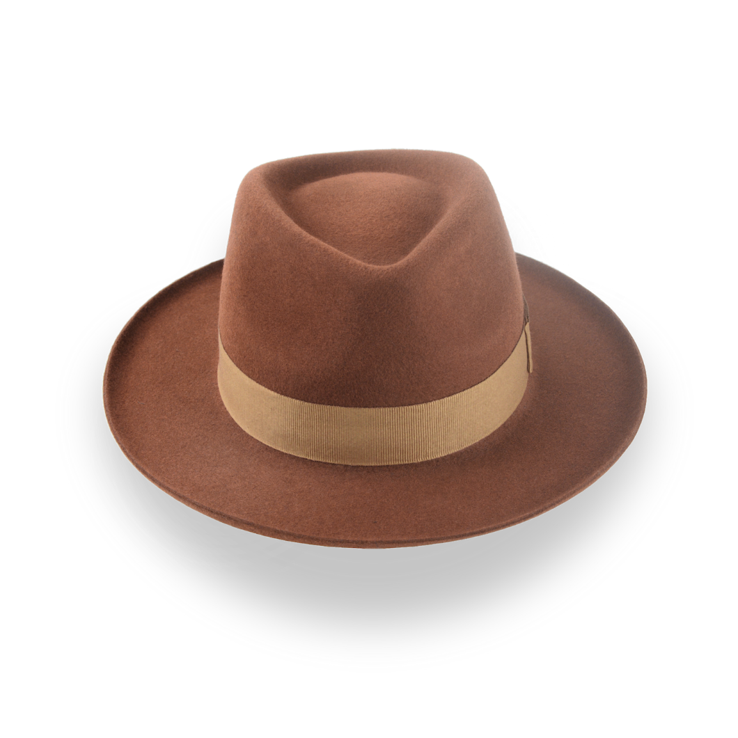 Brown Dress Fedora with Rolled Brim in Smooth Fur Felt | The Mirage - Agnoulita Hats 6 