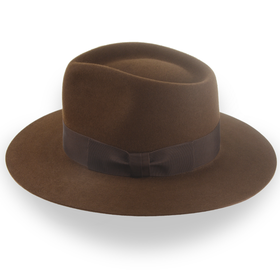 Brown Flat Brim Rancher Fedora in Durable Fur Felt | The Discoverer - Agnoulita Hats 2 
