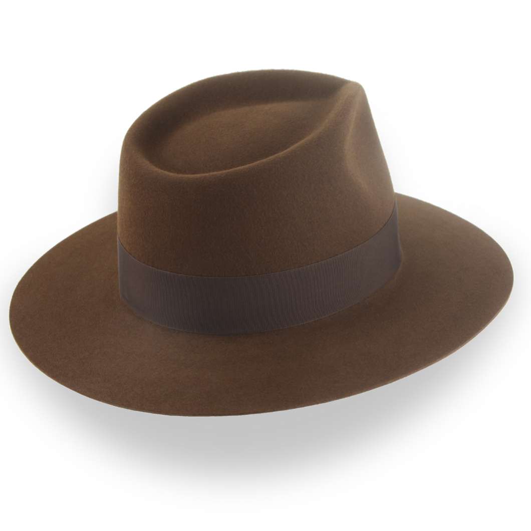 Brown Flat Brim Rancher Fedora in Durable Fur Felt | The Discoverer - Agnoulita Hats 4 