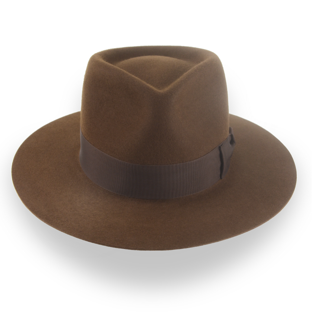 Brown Flat Brim Rancher Fedora in Durable Fur Felt | The Discoverer - Agnoulita Hats 6 