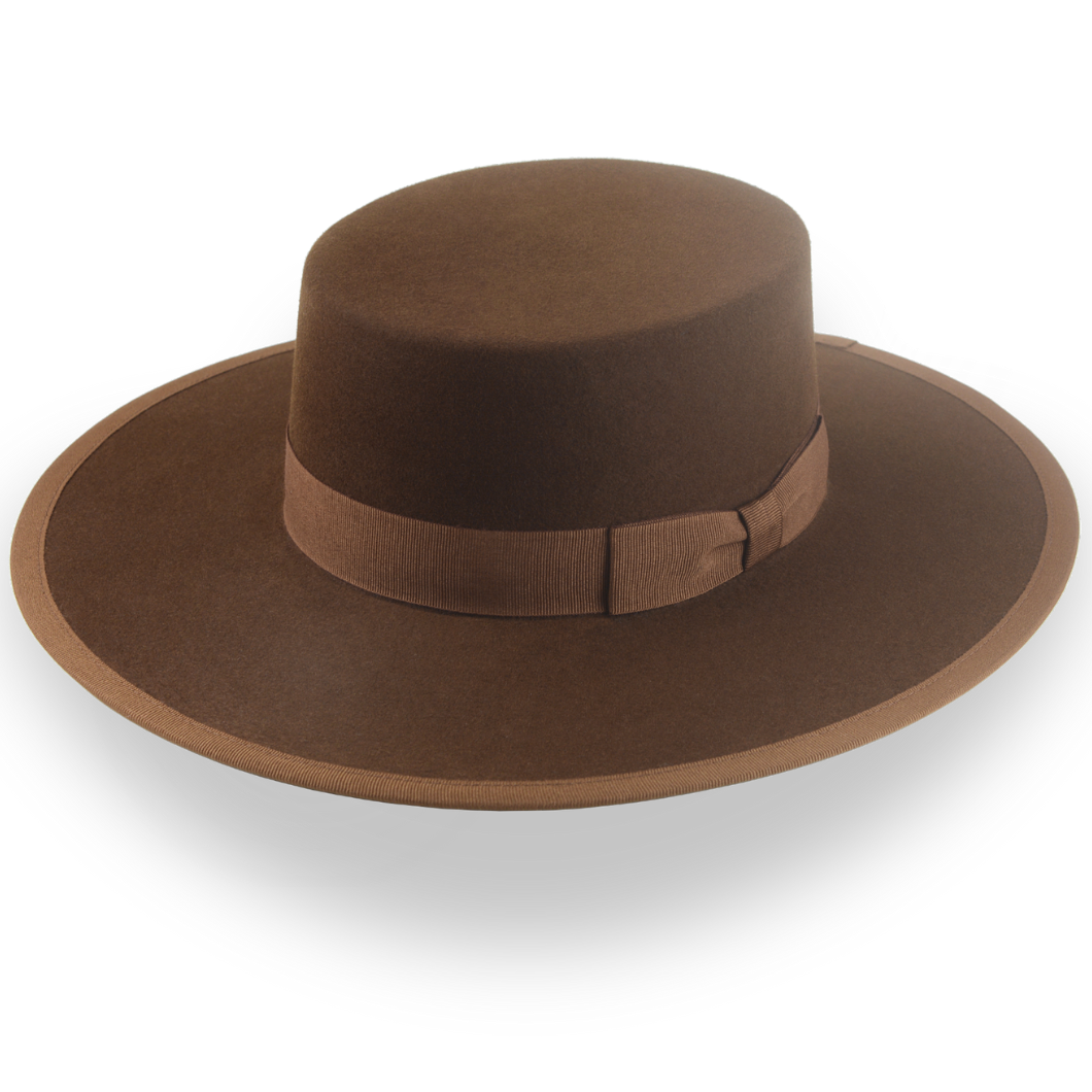 Brown Flat Crown Cowboy Hat The Gaucho – Agnoulita Hats