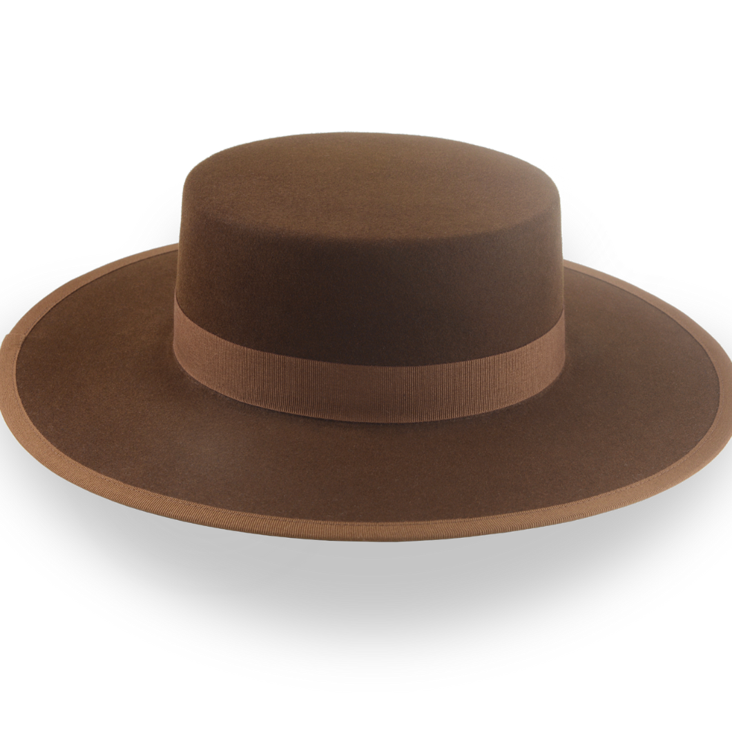 Brown Flat Crown Cowboy Hat in Durable Fur Felt | The Gaucho - Agnoulita Hats 5 