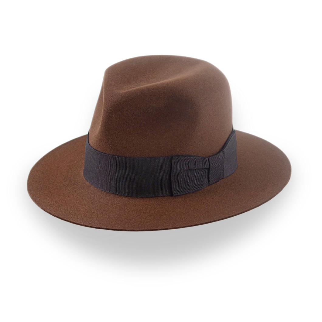 Brown Iconic Young Indiana Jones Fur Felt Fedora Hat | The Voyager - Agnoulita Hats 1