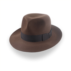 Fedora castanha estilo Indiana Jones em feltro de pele durável | The Templar