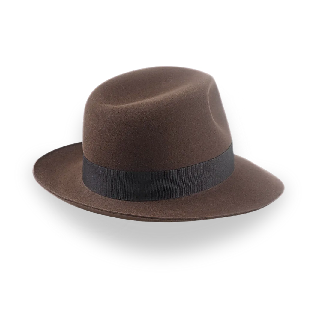 Brown Indiana Jones Style Fedora in Durable Fur Felt | The Templar - Agnoulita Hats 4 