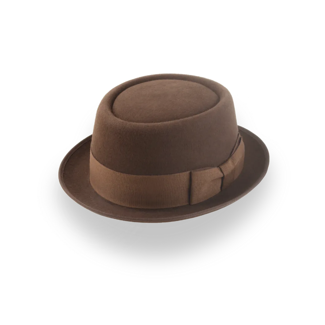 Brown Mens Porkpie Hat in Premium Fur Felt The Soul