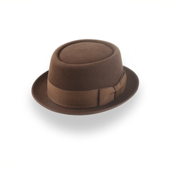 Cappello Porkpie marrone da uomo in feltro di pelliccia premium | L'Soul