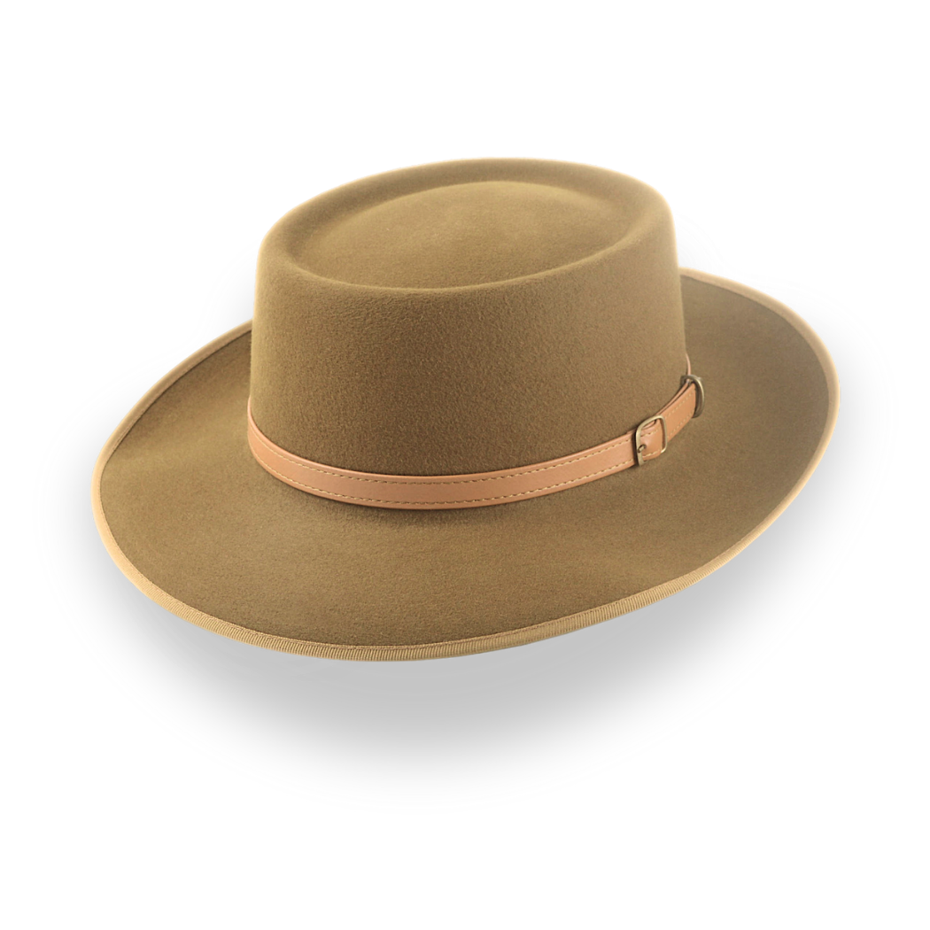 Brown Short Brim Western Fedora in Durable Fur Felt | The Bison - Agnoulita Hats 1 