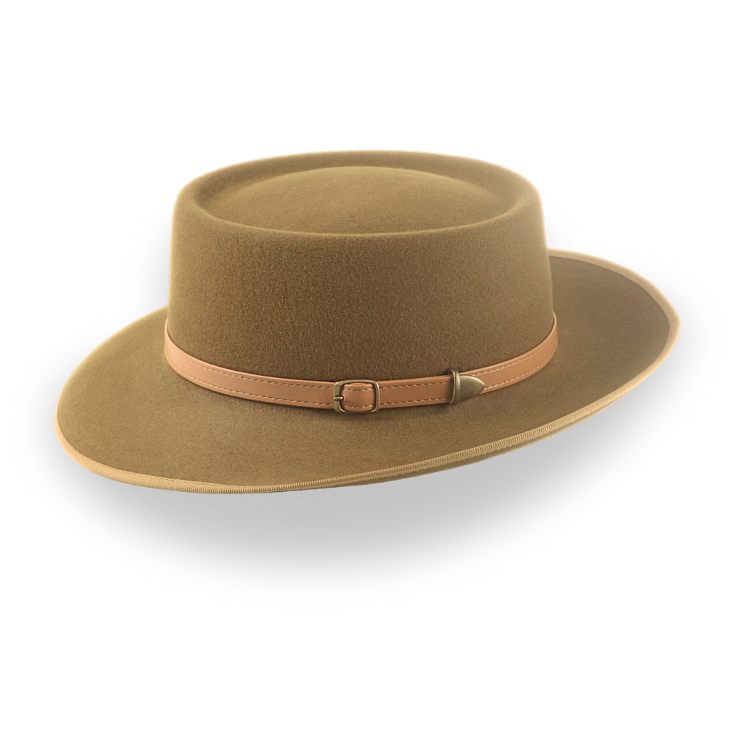 Brown Short Brim Western Fedora in Durable Fur Felt | The Bison - Agnoulita Hats 2 