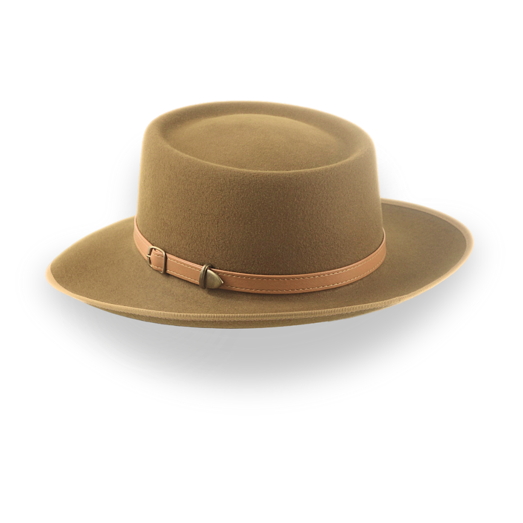 Brown Short Brim Western Fedora in Durable Fur Felt | The Bison - Agnoulita Hats 3 