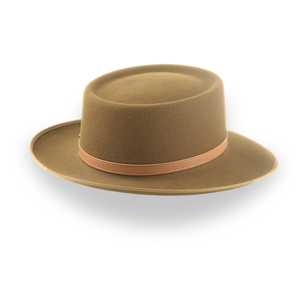 Brown Short Brim Western Fedora in Durable Fur Felt | The Bison - Agnoulita Hats 4 