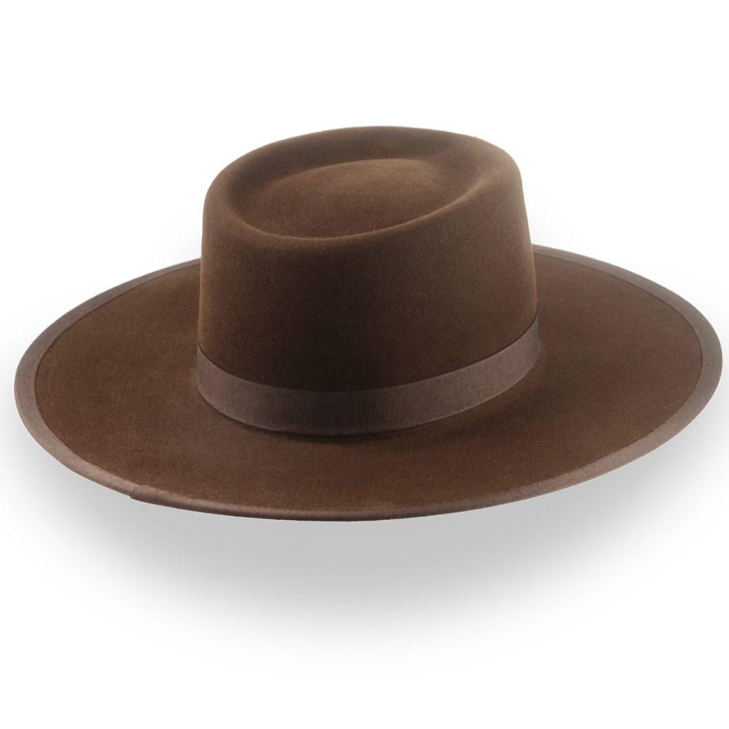 帽子 cowboy hat Vanguard | Brown Flat-Brim Telescope Cowboy Hat – Agnoulita Hats