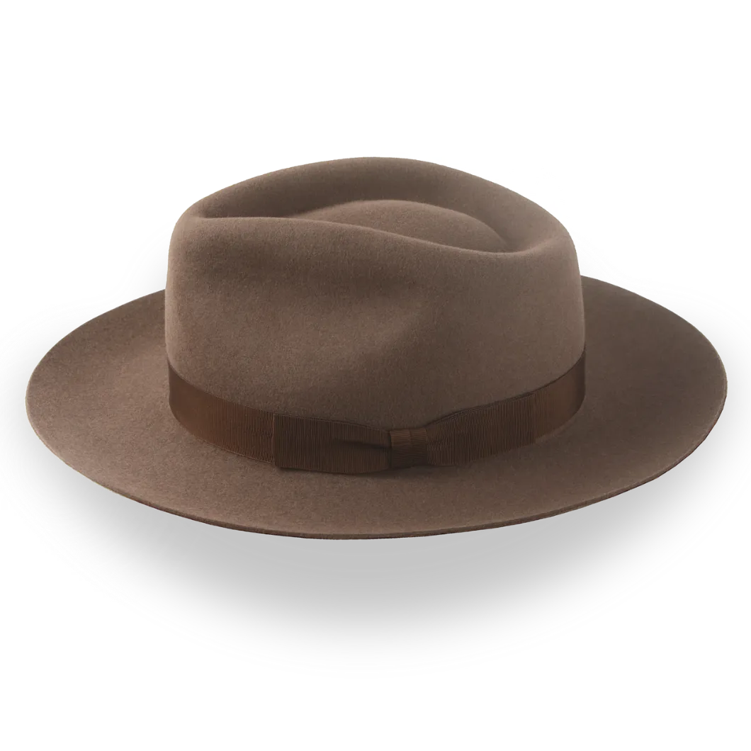 Brown Wide Brim Fedora in Classic Mens Style | The Pathfinder - Agnoulita Hats 2 