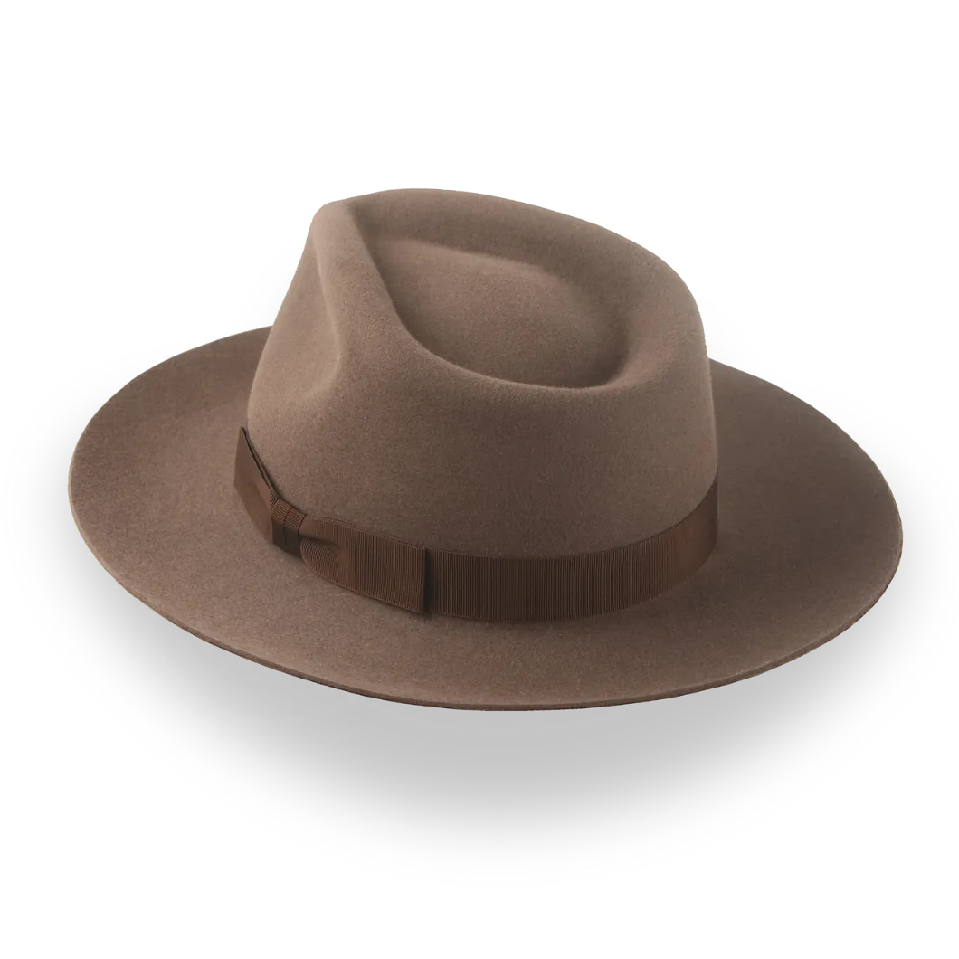 Brown Wide Brim Fedora in Classic Mens Style | The Pathfinder - Agnoulita Hats 3 