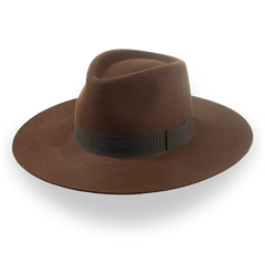 Cappello Fedora Rancher marrone a tesa larga in pelliccia resistente | The Caravan